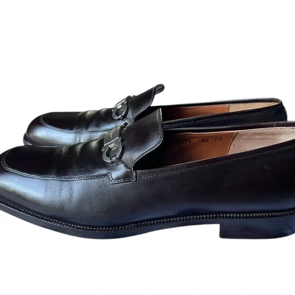Salvatore Ferragamo Leather Moccasin Loafer Gancini Ornament Dress Shoes Size 10